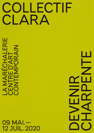 Invitation pour Devenir charpente, exposition CLARA au centre d'art La MAréchalerie, Versailles, mai-juillet 2019, avec Gilles Picouet, Samuel buckman, Virginie delannoy, Emmanuel Aragon