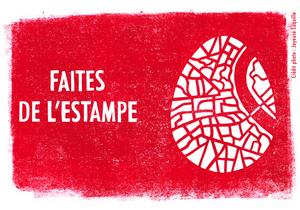 Affiche Faites de l'Estampe Bordeaux 2019, Joyeuse coquille, exposition collective à Espace Saint-Rémi