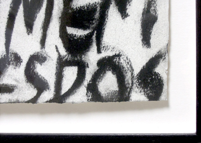 Je ne parle plus, dessin sur papier, charbon sur papier, 80 x 80 cm, exposition Dix+4, artothèque d'Annecy, 2011, Emmanuel ARAGON