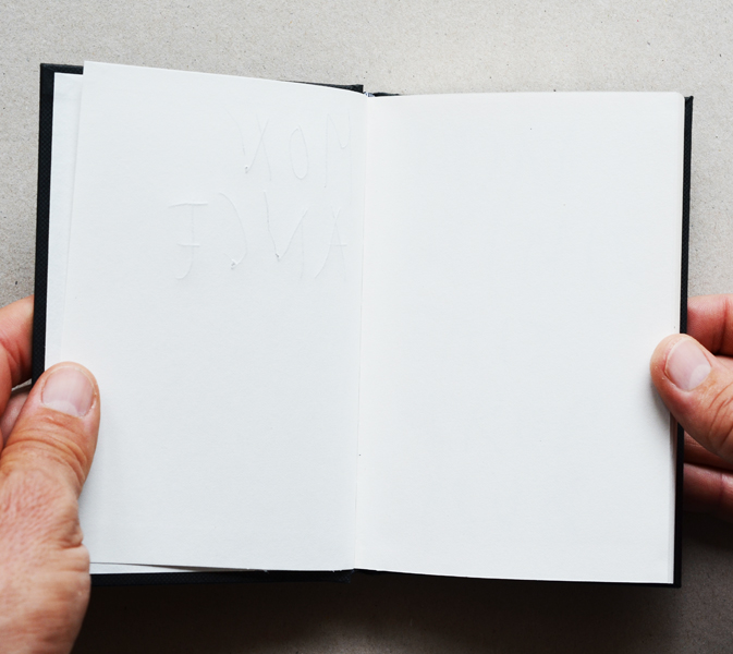 Mon Ange-03, livre d'artiste, édition d'artiste, copies manuscrites, embossage et graphite sur papier, 2008/in progress, Emmanuel ARAGON