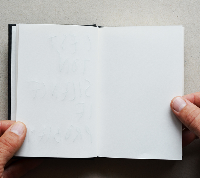 Mon Ange-08, livre d'artiste, édition d'artiste, copies manuscrites, embossage et graphite sur papier, 2008/in progress, Emmanuel ARAGON